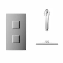 Cubix Polished Chrome Twin Thermostatic Valve Mixer Shower With Square Shower Head And Wall Arm - 1 Outlet 9 Cubix Polished Chrome Twin Thermostatic Valve Mixer Shower With Square Shower Head And Wall Arm - 1 Outlet -Wholesaledomestic Shop cubix polished chrome twin thermostatic valve mixer shower with square shower head and wall arm front 89822.1652445402