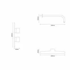 Cubix Polished Chrome Twin Thermostatic Valve Mixer Shower With Square Shower Head And Wall Arm - 1 Outlet 13 Cubix Polished Chrome Twin Thermostatic Valve Mixer Shower With Square Shower Head And Wall Arm - 1 Outlet -Wholesaledomestic Shop cubix polished chrome twin thermostatic valve mixer shower with square shower head and wall arm line side 33112.1652445402