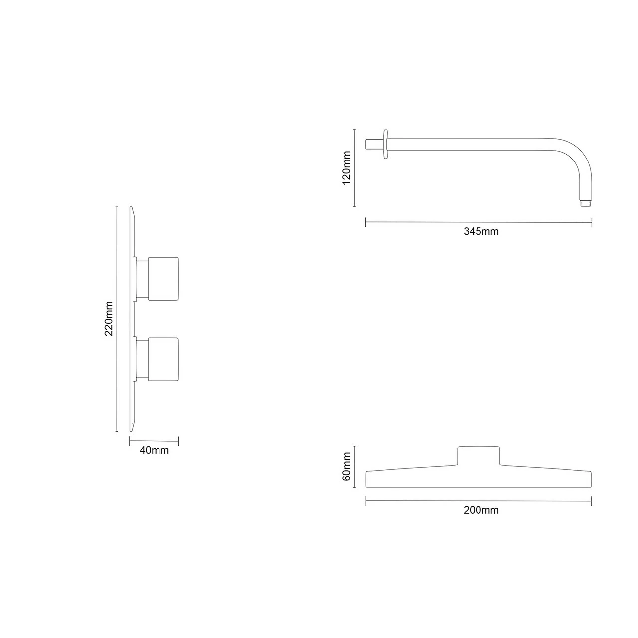 Cubix Polished Chrome Twin Thermostatic Valve Mixer Shower With Square Shower Head And Wall Arm - 1 Outlet 8 Cubix Polished Chrome Twin Thermostatic Valve Mixer Shower With Square Shower Head And Wall Arm - 1 Outlet - Image 6