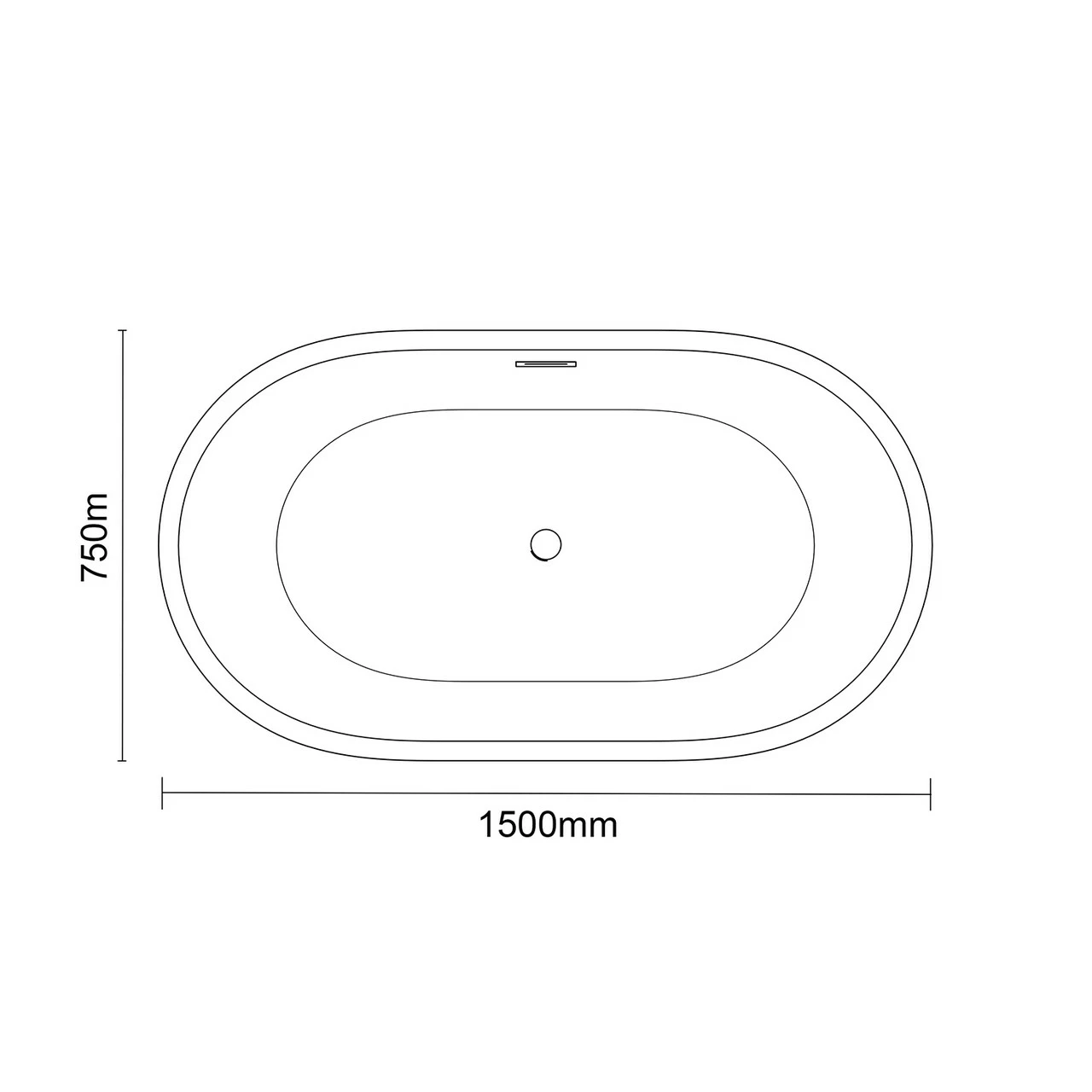 Genoa Gloss White 1500mm X 750mm Double Ended Freestanding Bath With Waste 8 Genoa Gloss White 1500mm X 750mm Double Ended Freestanding Bath With Waste - Image 6