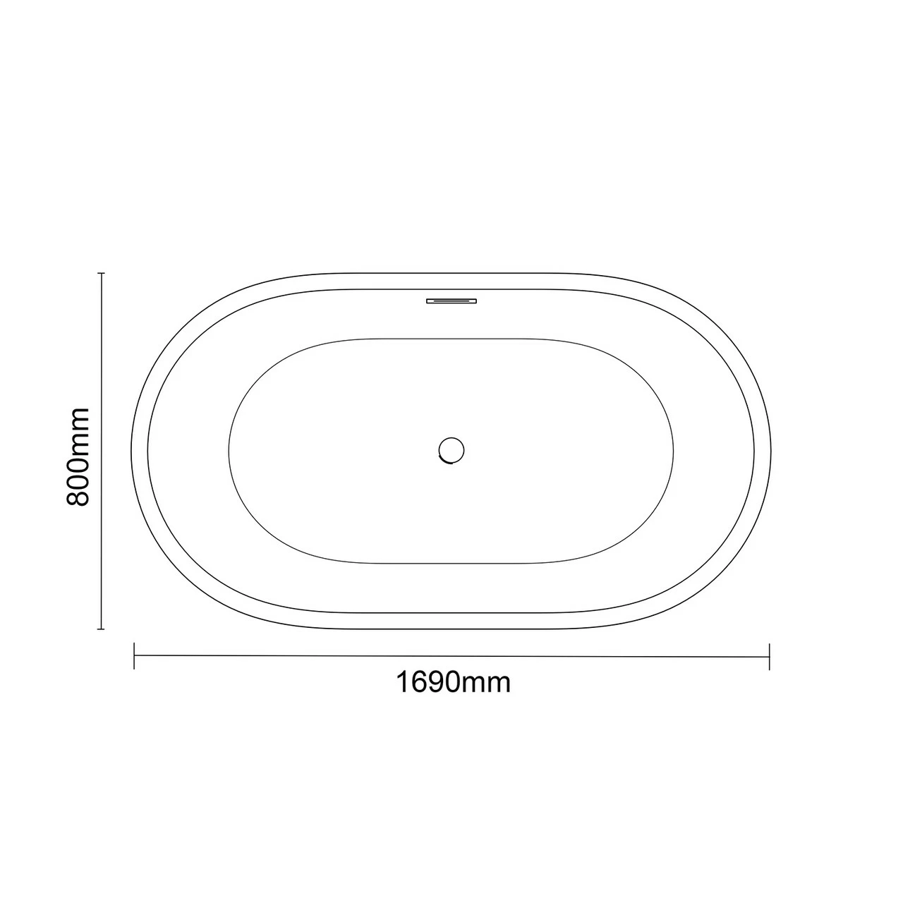 Genoa Gloss White 1690mm X 800mm Double Ended Freestanding Bath With Waste - Image 6