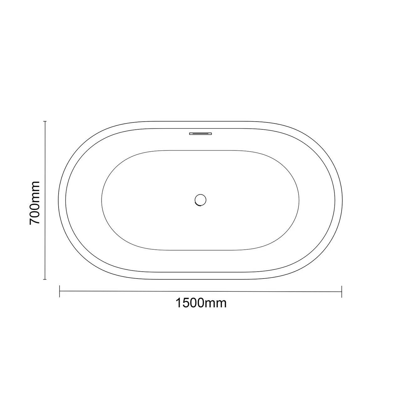 Genoa Matt White 1500mm X 750mm Double Ended Freestanding Bath With Black Waste 8 Genoa Matt White 1500mm X 750mm Double Ended Freestanding Bath With Black Waste - Image 6