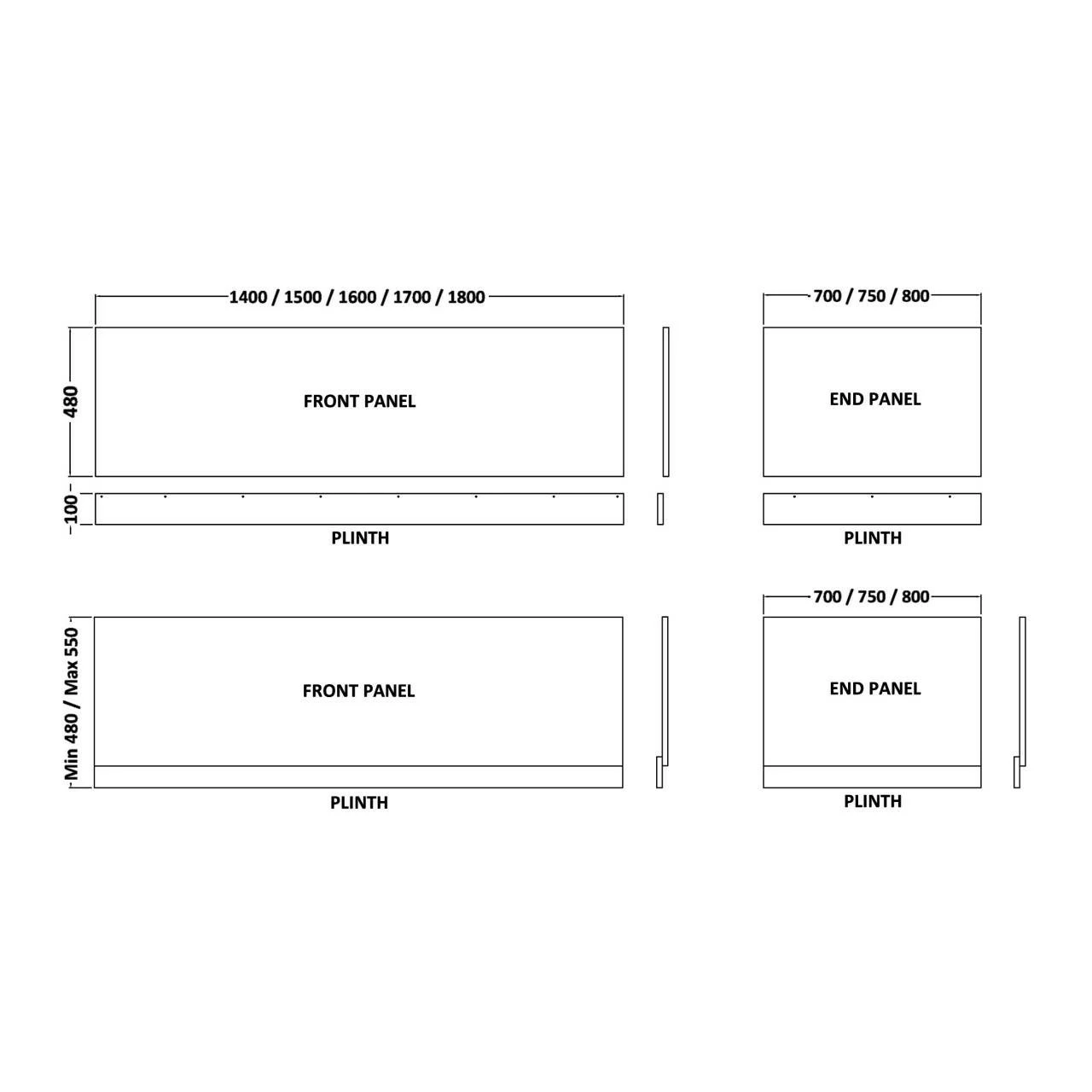 Hudson Reed Classic White 1800mm Front Bath Panel With Plinth - BPR107 5 Hudson Reed Classic White 1800mm Front Bath Panel With Plinth - BPR107 - Image 3
