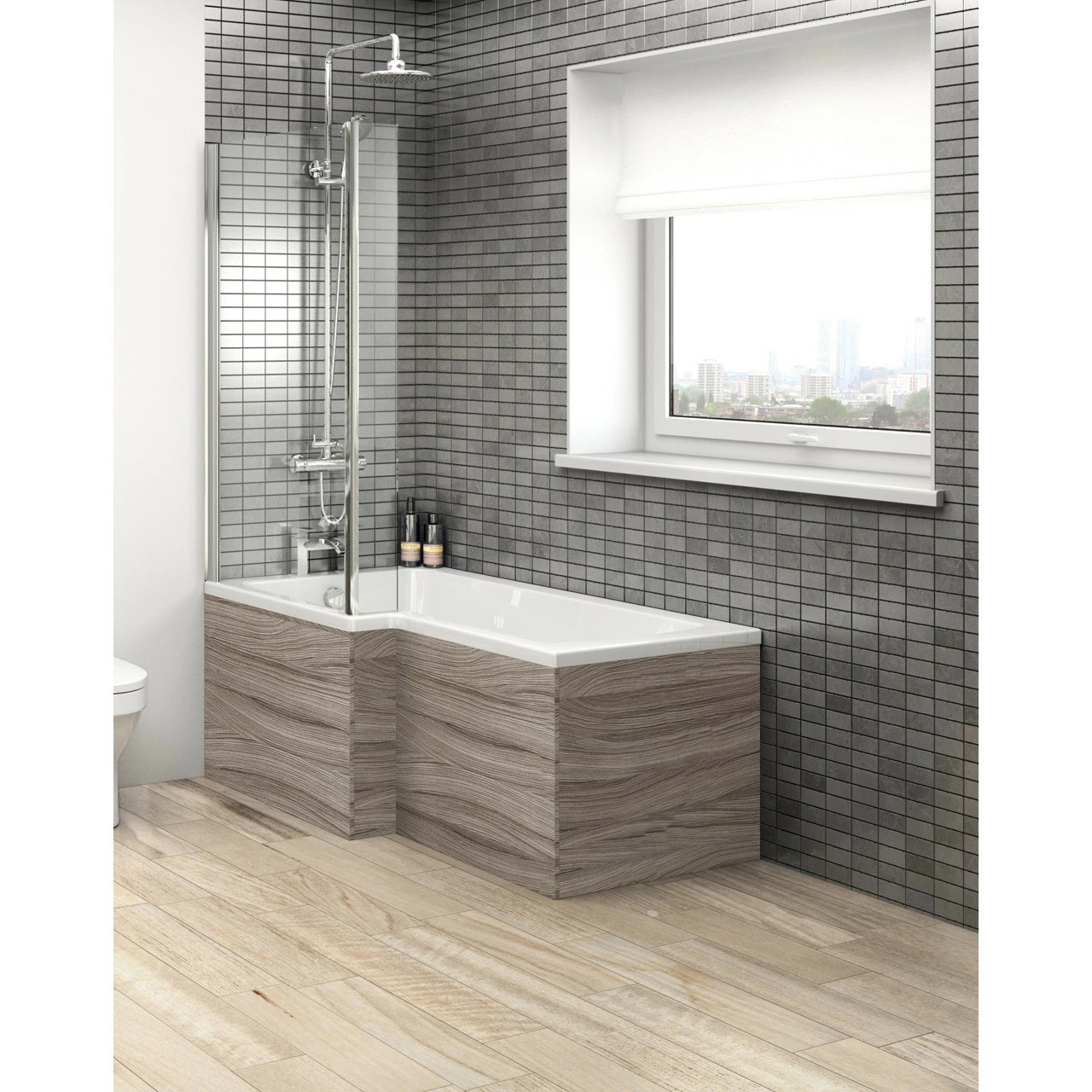 Hudson Reed Driftwood Square Shower Bath End Panel 680mm - OFF279 3 Hudson Reed Driftwood Square Shower Bath End Panel 680mm - OFF279