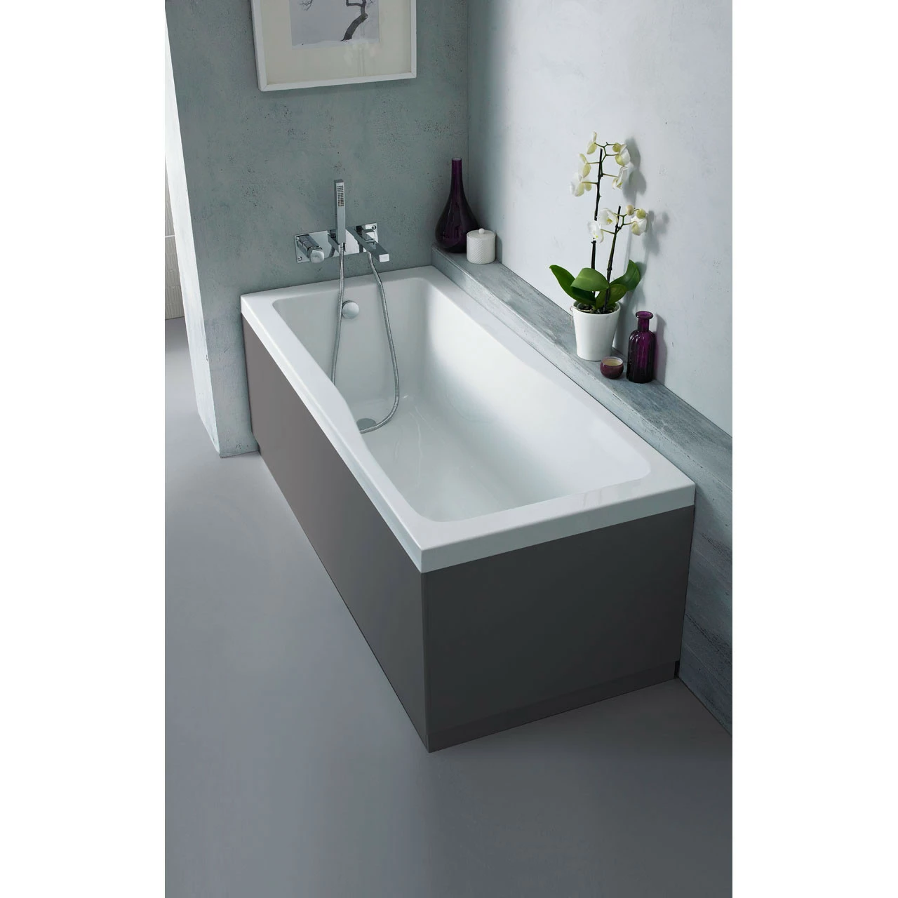 Hudson Reed Gloss Grey 700mm Bath End Panel With Plinth - OFF970 - Image 2
