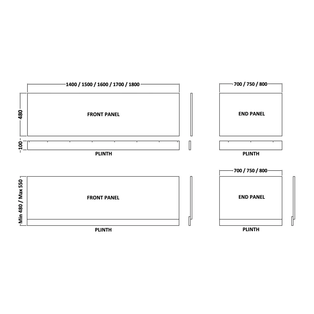 Hudson Reed Gloss White 1700mm Bath Front Panel With Plinth - OFF177 8 Hudson Reed Gloss White 1700mm Bath Front Panel With Plinth - OFF177 - Image 6