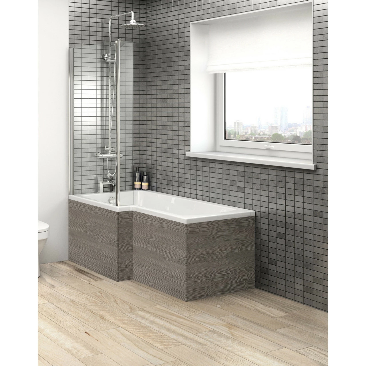 Hudson Reed Brown Grey Avola Square Shower End Bath Panel 680mm - OFF579 - Image 3