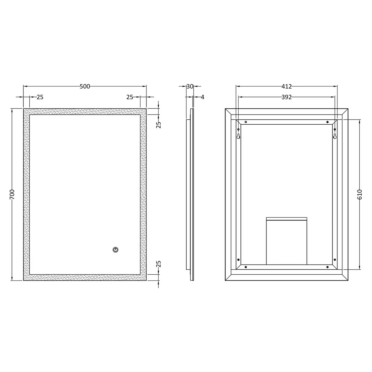 Hudson Reed Silver 700mm X 500mm Ambient Touch Sensor Mirror - LQ602 4 Hudson Reed Silver 700mm X 500mm Ambient Touch Sensor Mirror - LQ602 - Image 2