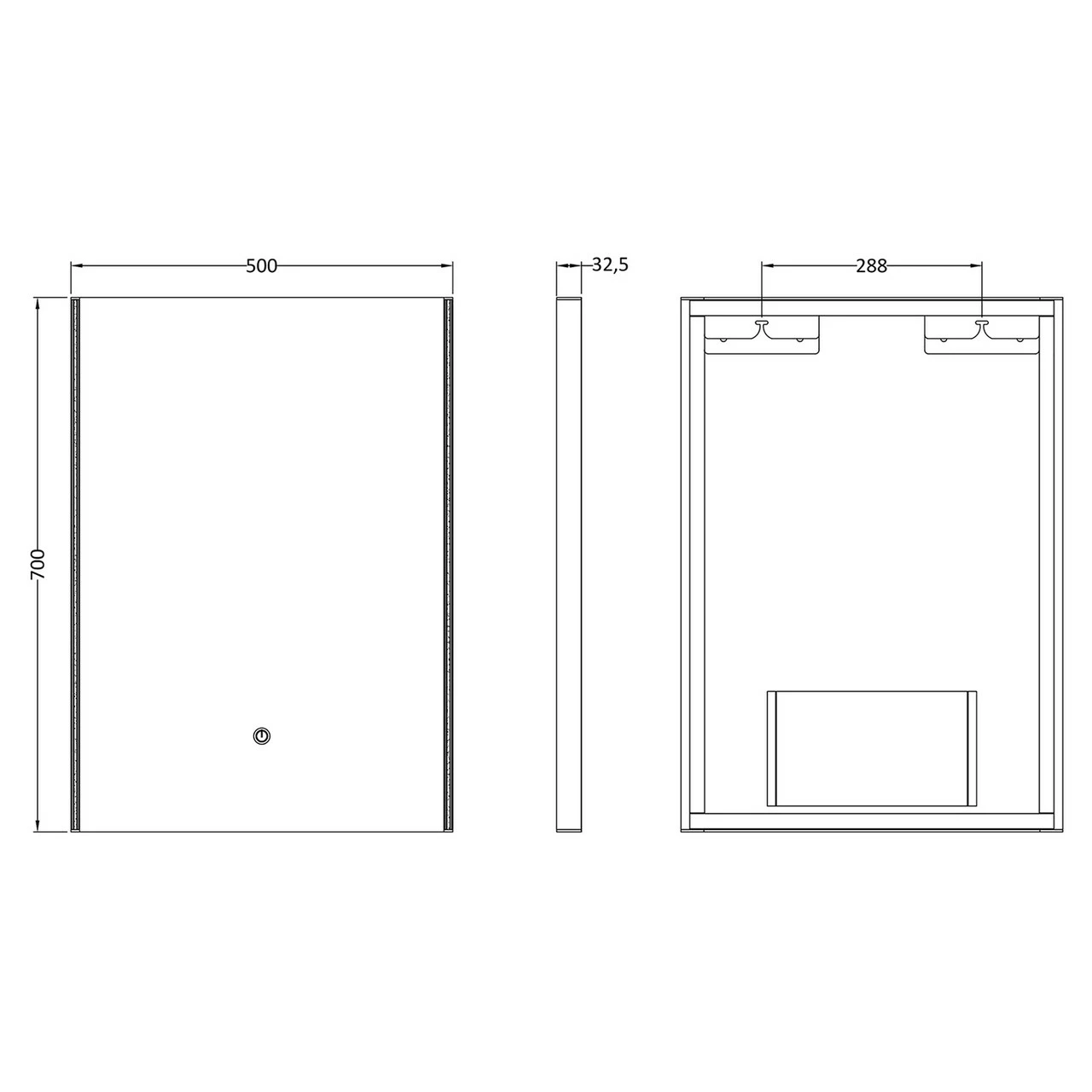 Hudson Reed Silver 700mm X 500mm Touch Sensor LED Mirror With Demister - LQ503 4 Hudson Reed Silver 700mm X 500mm Touch Sensor LED Mirror With Demister - LQ503 - Image 2