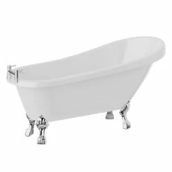 Kensington 1550mm X 720mm Single Ended Freestanding Slipper Bath With Chrome Tiger Feet 10 Kensington 1550mm X 720mm Single Ended Freestanding Slipper Bath With Chrome Tiger Feet -Wholesaledomestic Shop kensington 1550mm x 720mm single ended freestanding slipper bath with chrome tiger feet left 51947.1652445052