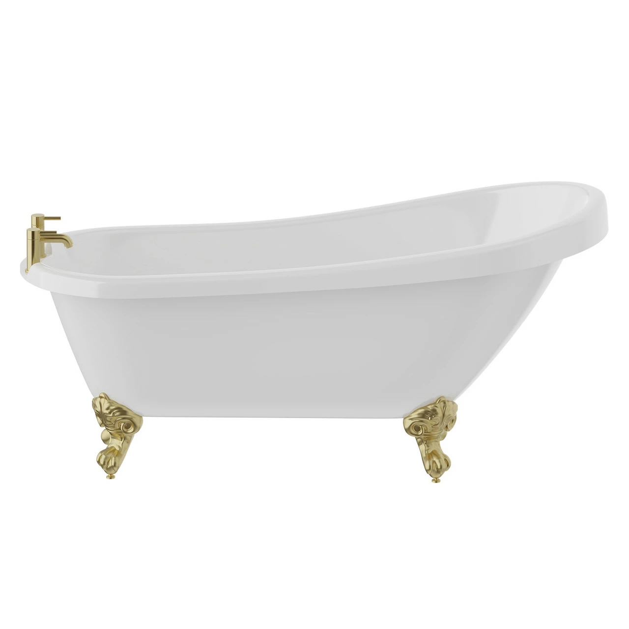 Windsor. Kensington 1550mm X 720mm Single Ended Freestanding Slipper Roll Top Bath With Brushed Brass Claw Feet 4 Windsor. Kensington 1550mm X 720mm Single Ended Freestanding Slipper Roll Top Bath With Brushed Brass Claw Feet - Image 2