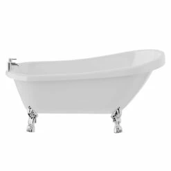 Windsor. Kensington 1710mm X 740mm Single Ended Freestanding Slipper Roll Top Bath With Chrome Tiger Feet 9 Windsor. Kensington 1710mm X 740mm Single Ended Freestanding Slipper Roll Top Bath With Chrome Tiger Feet -Wholesaledomestic Shop kensington 1710mm x 740mm single ended freestanding slipper roll top bath with chrome tiger feet front 78053.1652445128