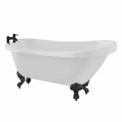 Windsor. Kensington 1710mm X 740mm Single Ended Freestanding Slipper Roll Top Bath With Matt Black Claw Feet