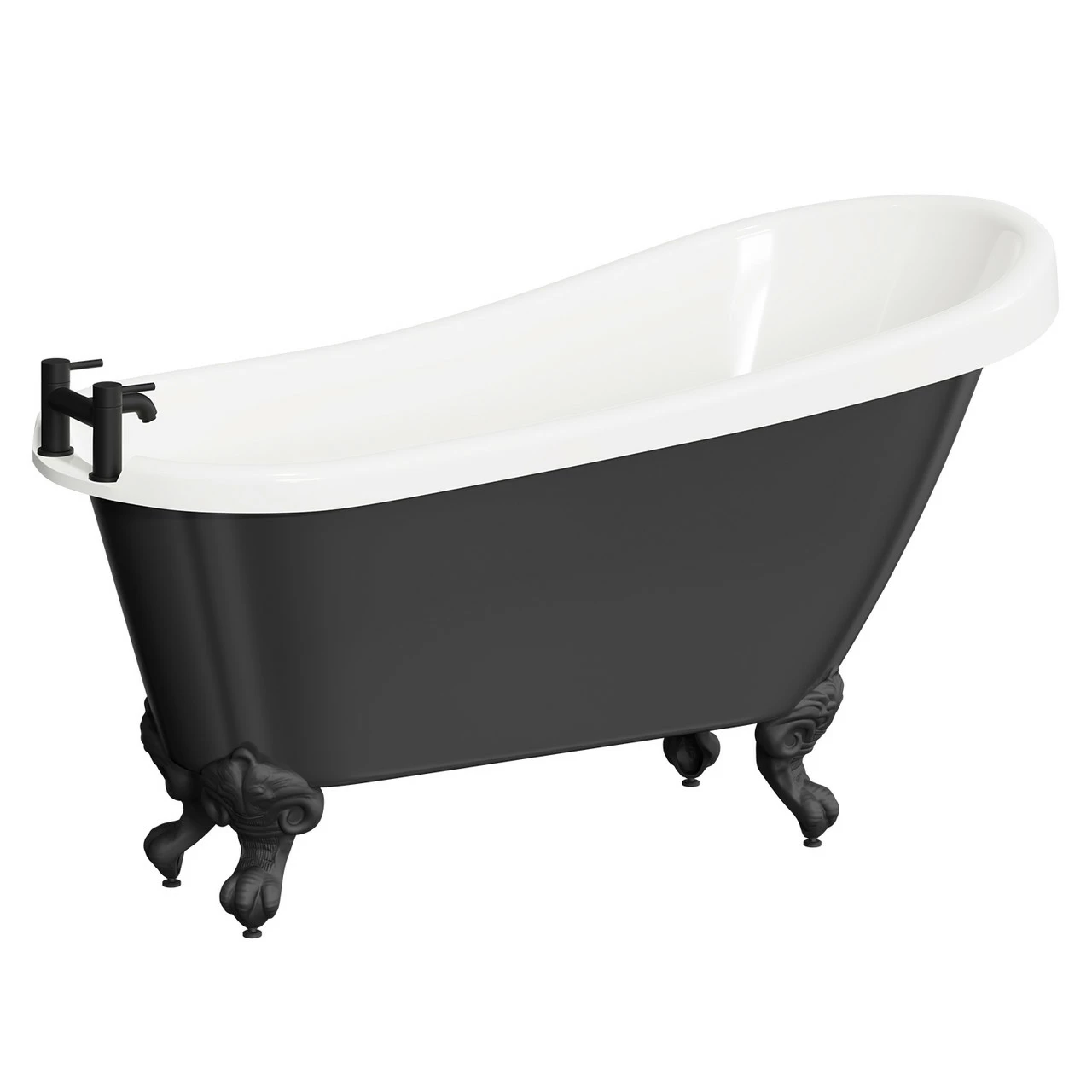 Kensington Black 1550mm X 720mm Single Ended Freestanding Slipper Bath With Matt Black Claw Feet 5 Kensington Black 1550mm X 720mm Single Ended Freestanding Slipper Bath With Matt Black Claw Feet - Image 3