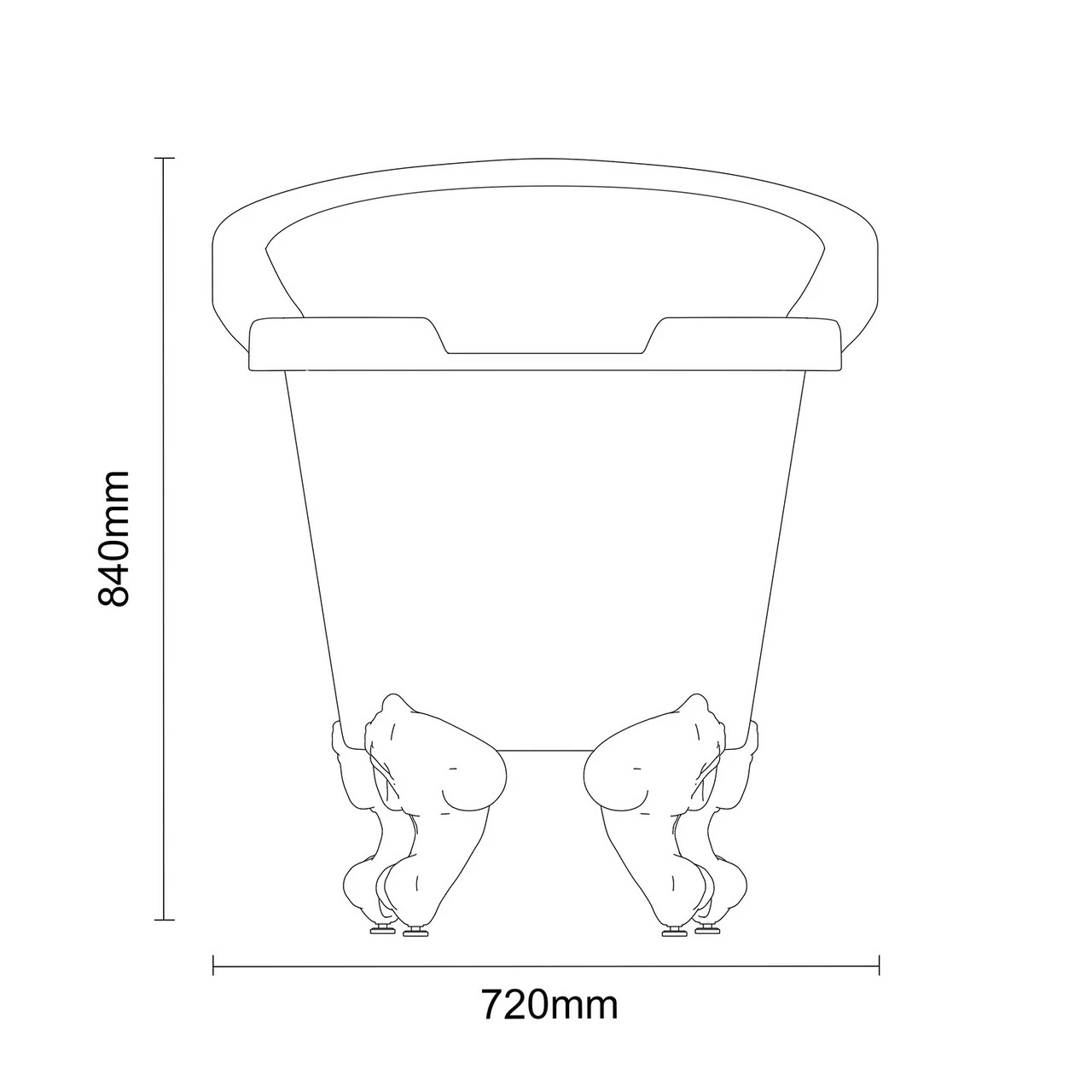 Kensington Black 1550mm X 720mm Single Ended Freestanding Slipper Bath With Matt Black Claw Feet 8 Kensington Black 1550mm X 720mm Single Ended Freestanding Slipper Bath With Matt Black Claw Feet - Image 6
