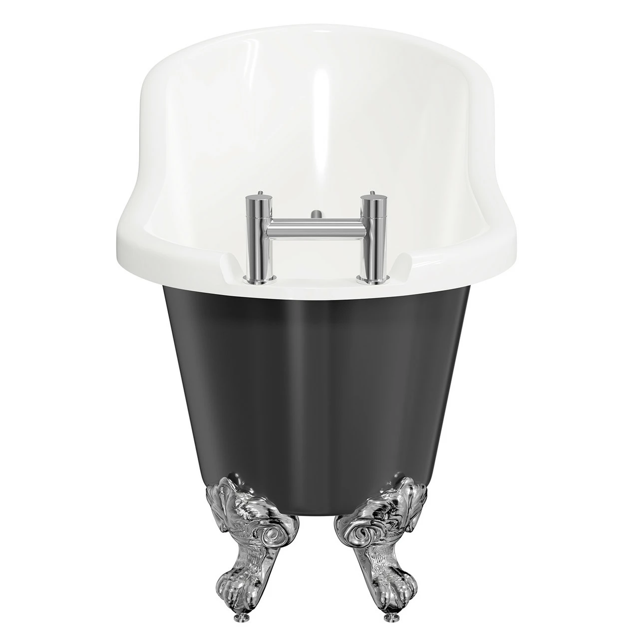 Kensington Black 1550mm X 720mm Single Ended Freestanding Slipper Bath With Polished Chrome Claw Feet - Image 4