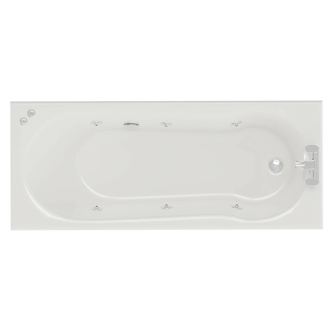 Keyhole 1700mm X 700mm 6 Jet Chrome V-Tec Single Ended Whirlpool Shower Bath
