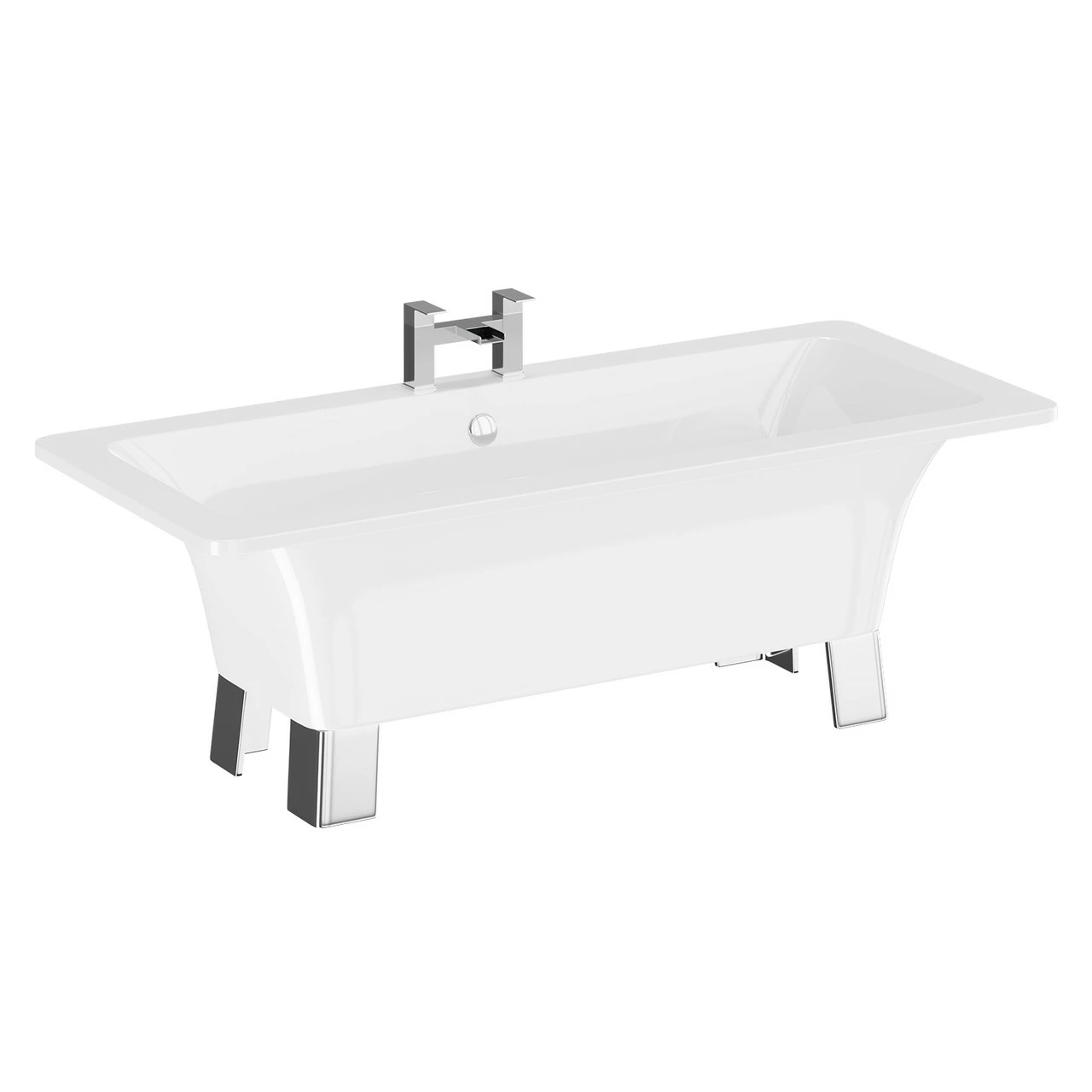 Livorno 1590mm X 745mm Double Ended Freestanding Bath With Chrome Square Feet 5 Livorno 1590mm X 745mm Double Ended Freestanding Bath With Chrome Square Feet - Image 3
