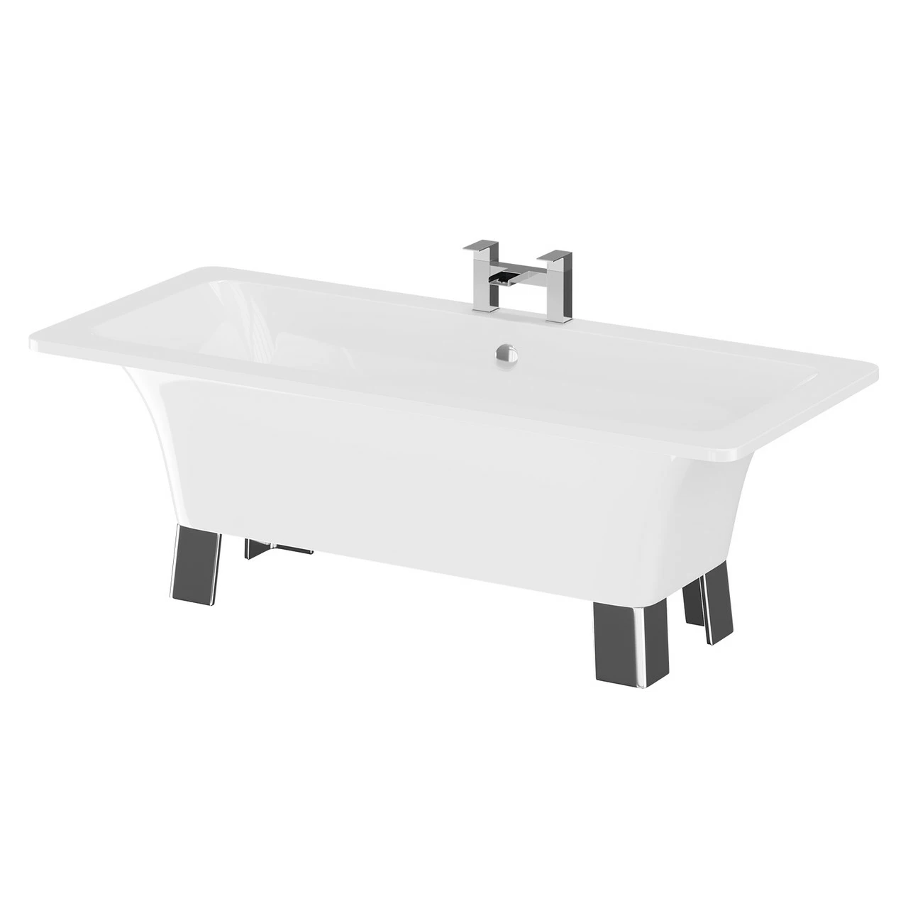 Livorno 1690mm X 745mm Double Ended Freestanding Bath With Chrome Square Feet