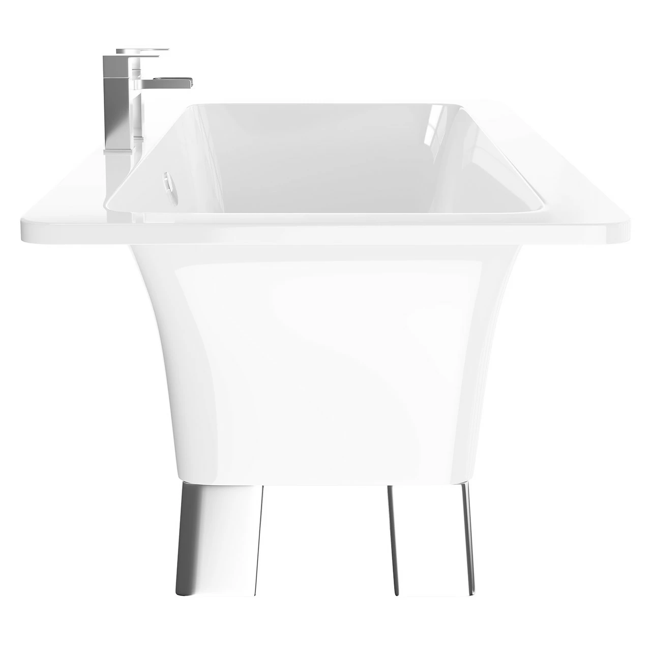 Livorno 1690mm X 745mm Double Ended Freestanding Bath With Chrome Square Feet - Image 4