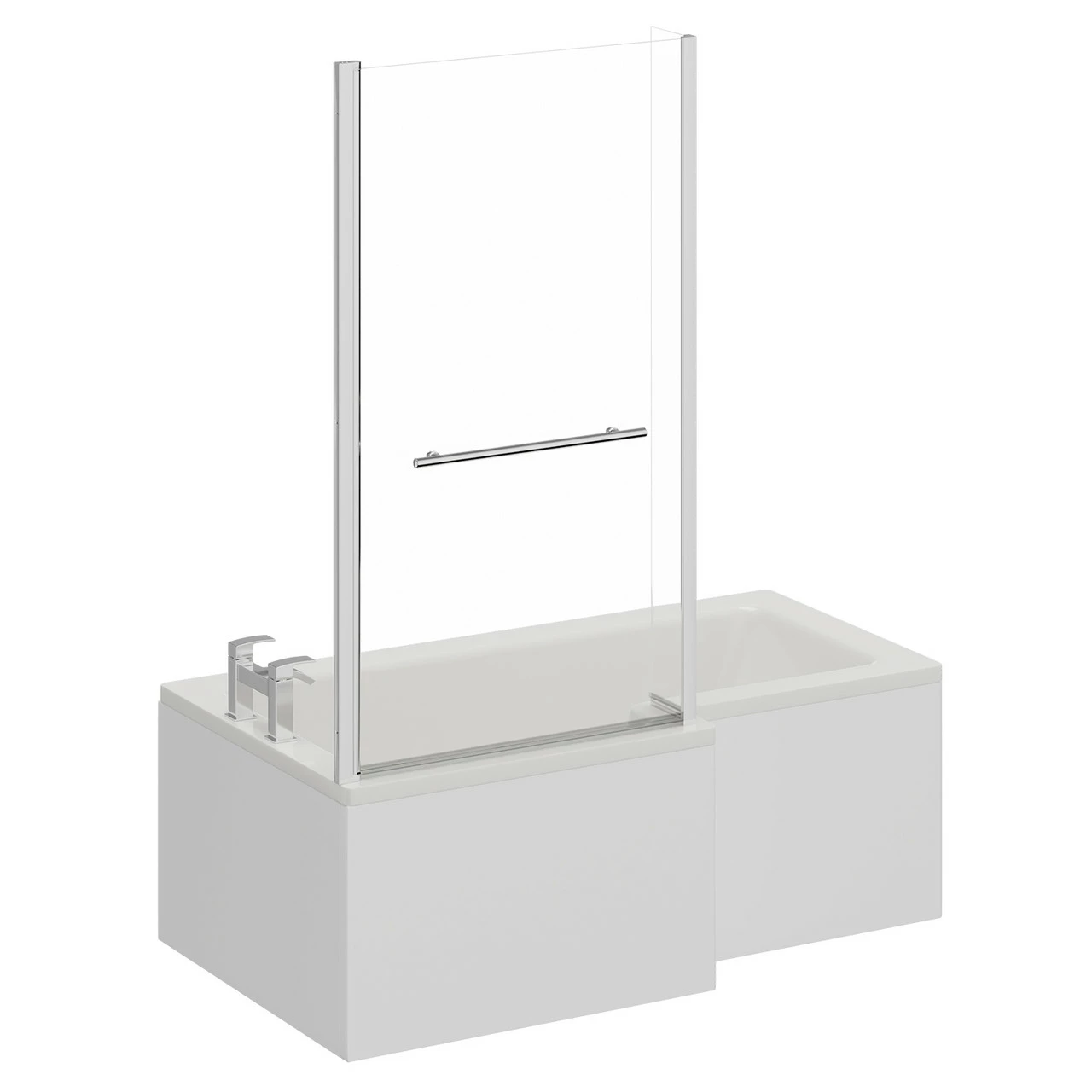 Loire 1500mm Left Hand L Shaped Shower Bath With Towel Rail Bath Screen And Front Bath Panel 5 Loire 1500mm Left Hand L Shaped Shower Bath With Towel Rail Bath Screen And Front Bath Panel - Image 3
