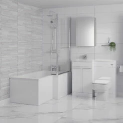 Loire 1500mm Left Hand L Shaped Shower Bath With Towel Rail Bath Screen And Front Bath Panel 13 Loire 1500mm Left Hand L Shaped Shower Bath With Towel Rail Bath Screen And Front Bath Panel -Wholesaledomestic Shop loire 1500mm left hand l shaped shower bath with towel rail bath screen and front bath panel roomset 45084.1691438779