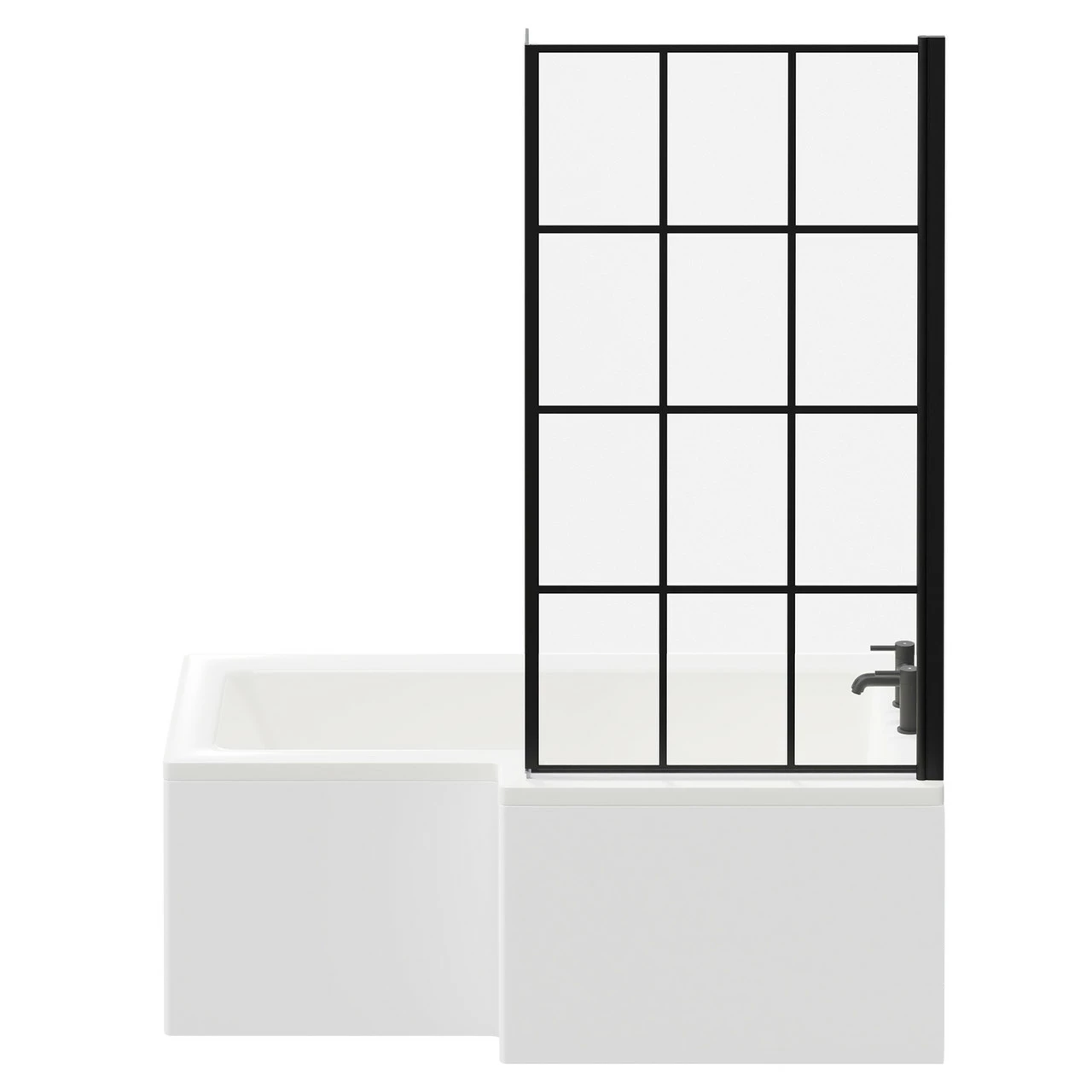 Loire 1500mm Right Hand L Shaped Shower Bath With Matt Black Bath Screen And White Acrylic Front Bath Panel 6 Loire 1500mm Right Hand L Shaped Shower Bath With Matt Black Bath Screen And White Acrylic Front Bath Panel - Image 4