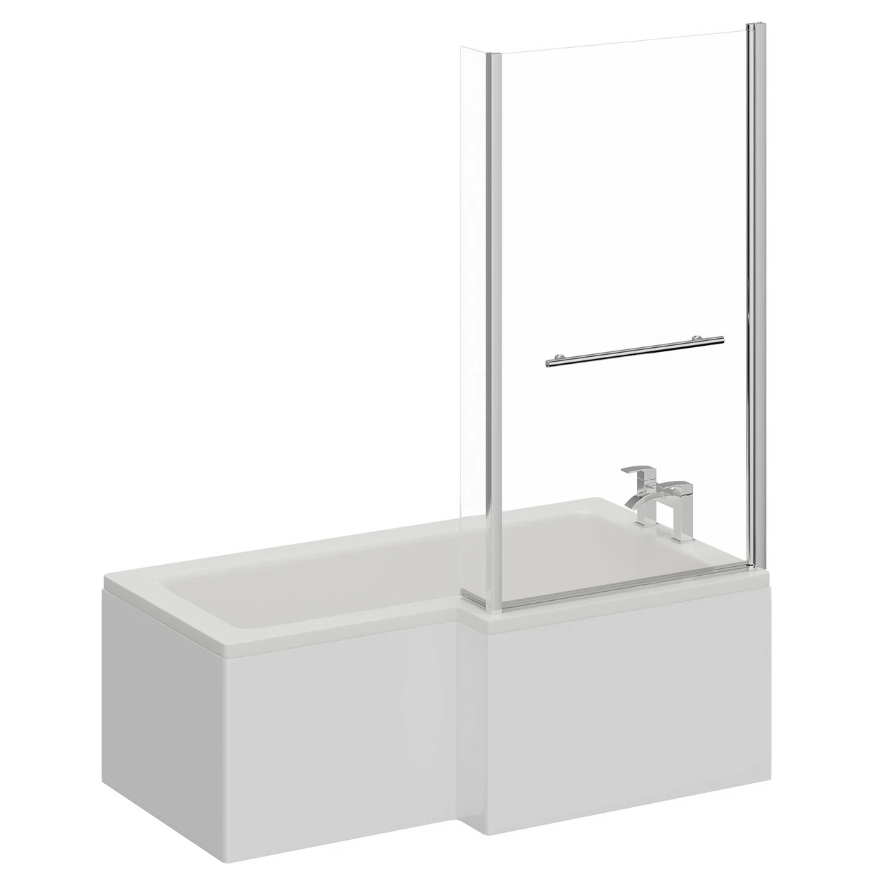 Loire 1500mm Right Hand L Shaped Shower Bath With Towel Rail Bath Screen And Front Bath Panel 5 Loire 1500mm Right Hand L Shaped Shower Bath With Towel Rail Bath Screen And Front Bath Panel - Image 3