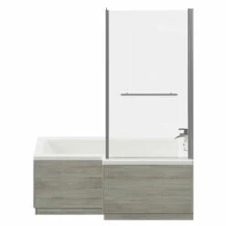 Loire 1500mm Right Hand L Shaped Shower Bath With Towel Rail Bath Screen And Molina Ash Front And End Bath Panel -Wholesaledomestic Shop loire 1500mm right hand l shaped shower bath with towel rail bath screen and molina ash front and end bath panel front 36081.1691438778