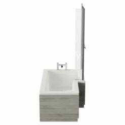 Loire 1500mm Right Hand L Shaped Shower Bath With Towel Rail Bath Screen And Molina Ash Front And End Bath Panel -Wholesaledomestic Shop loire 1500mm right hand l shaped shower bath with towel rail bath screen and molina ash front and end bath panel side 37174.1691438778