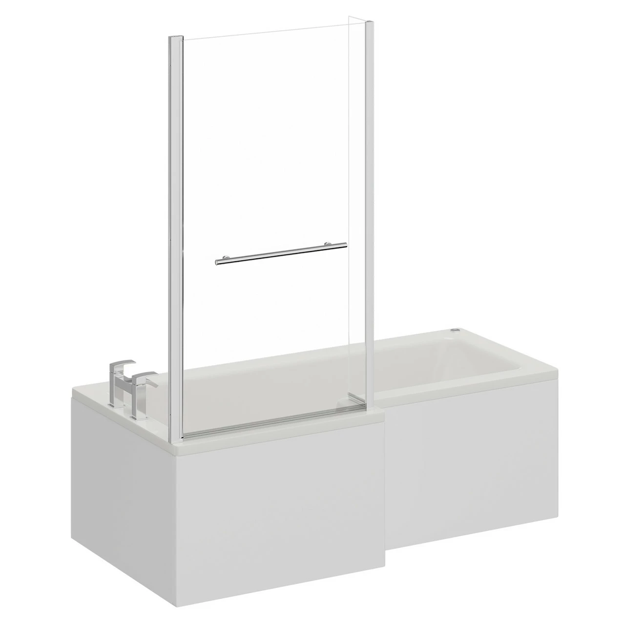 Loire 1700mm 12 Jet Chrome Easifit Left Hand L Shaped Spa Shower Bath With Towel Rail Bath Screen And Front Bath Panel 5 Loire 1700mm 12 Jet Chrome Easifit Left Hand L Shaped Spa Shower Bath With Towel Rail Bath Screen And Front Bath Panel - Image 3