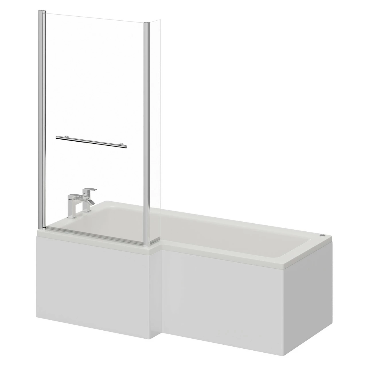 Loire 1700mm 12 Jet Chrome Easifit Left Hand L Shaped Spa Shower Bath With Towel Rail Bath Screen And Front Bath Panel 4 Loire 1700mm 12 Jet Chrome Easifit Left Hand L Shaped Spa Shower Bath With Towel Rail Bath Screen And Front Bath Panel - Image 2