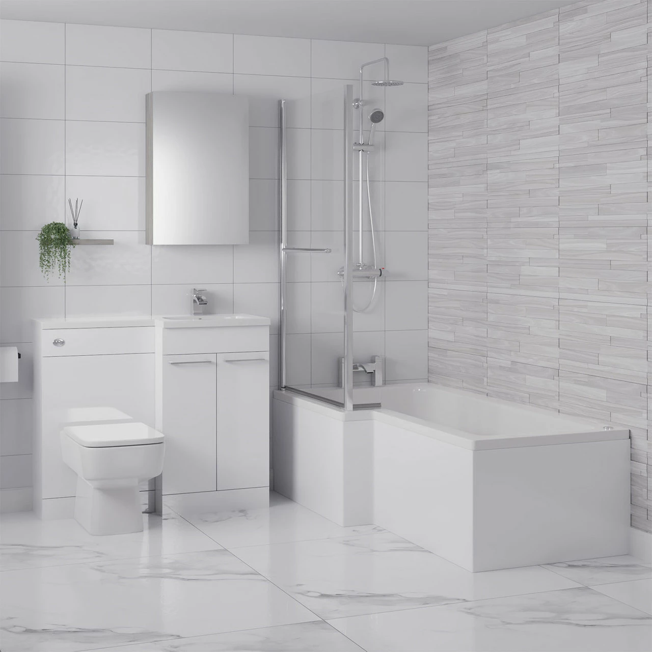 Loire 1700mm 12 Jet Chrome Easifit Left Hand L Shaped Spa Shower Bath With Towel Rail Bath Screen And Front Bath Panel 8 Loire 1700mm 12 Jet Chrome Easifit Left Hand L Shaped Spa Shower Bath With Towel Rail Bath Screen And Front Bath Panel - Image 6