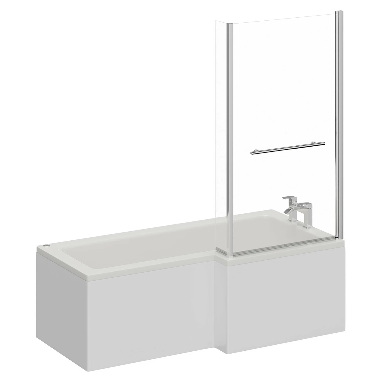 Loire 1700mm 12 Jet Chrome Easifit Right Hand L Shaped Spa Shower Bath With Towel Rail Bath Screen And Front Bath Panel 5 Loire 1700mm 12 Jet Chrome Easifit Right Hand L Shaped Spa Shower Bath With Towel Rail Bath Screen And Front Bath Panel - Image 3