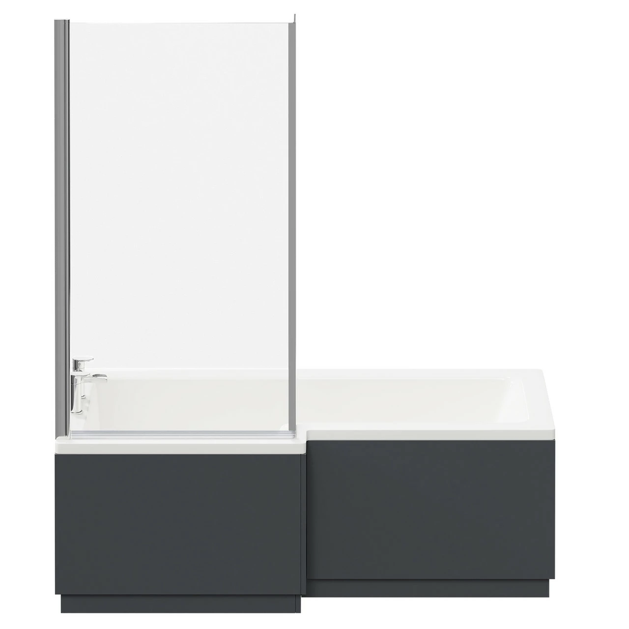 Loire 1700mm Left Hand L Shaped Shower Bath With Bath Screen And Gloss Grey Front And End Bath Panel 6 Loire 1700mm Left Hand L Shaped Shower Bath With Bath Screen And Gloss Grey Front And End Bath Panel - Image 4