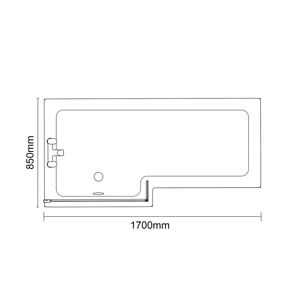 Loire 1700mm Left Hand L Shaped Shower Bath With Bath Screen And Gloss Grey Front And End Bath Panel 8 Loire 1700mm Left Hand L Shaped Shower Bath With Bath Screen And Gloss Grey Front And End Bath Panel - Image 6