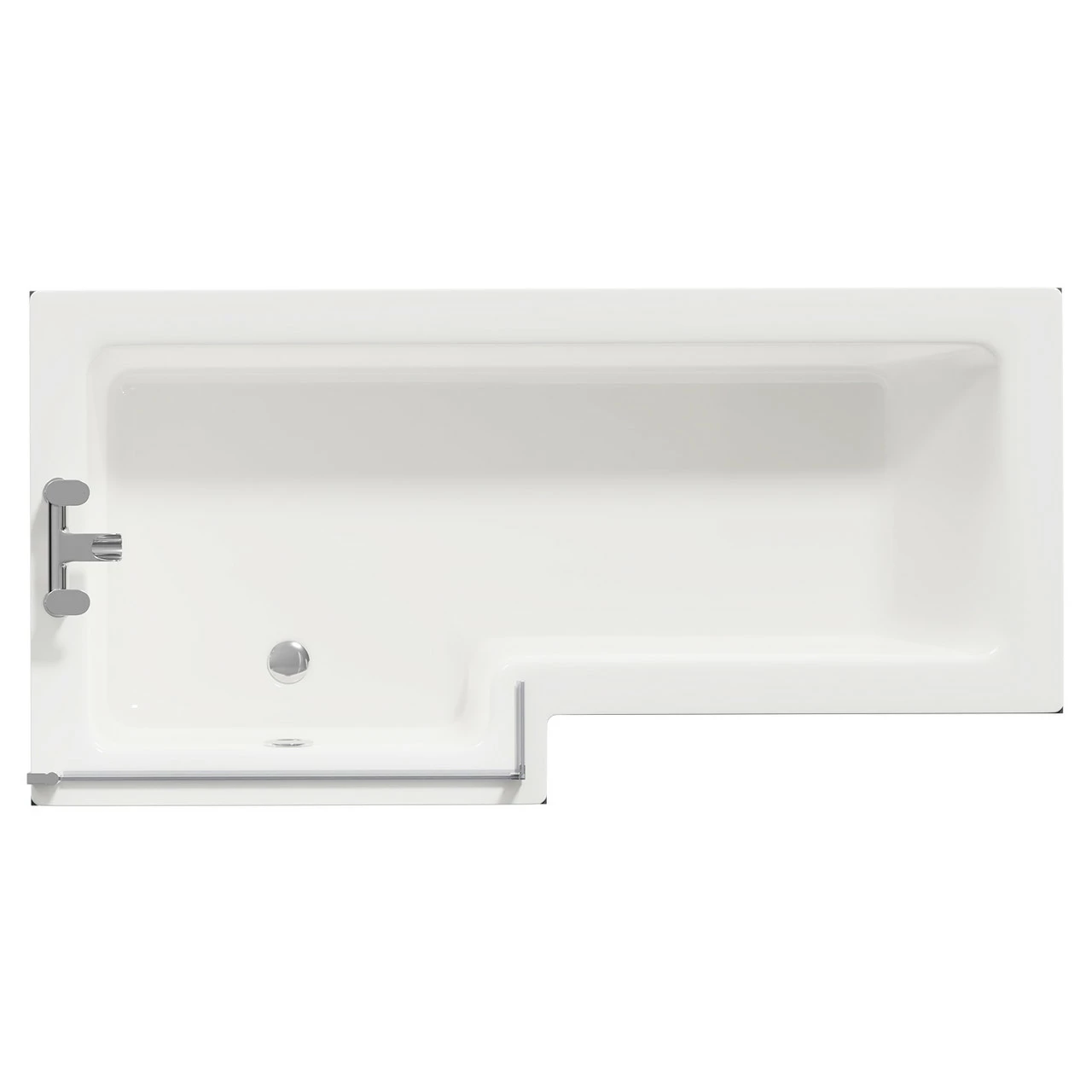 Loire 1700mm Left Hand L Shaped Shower Bath With Bath Screen And Gloss Grey Front And End Bath Panel 3 Loire 1700mm Left Hand L Shaped Shower Bath With Bath Screen And Gloss Grey Front And End Bath Panel