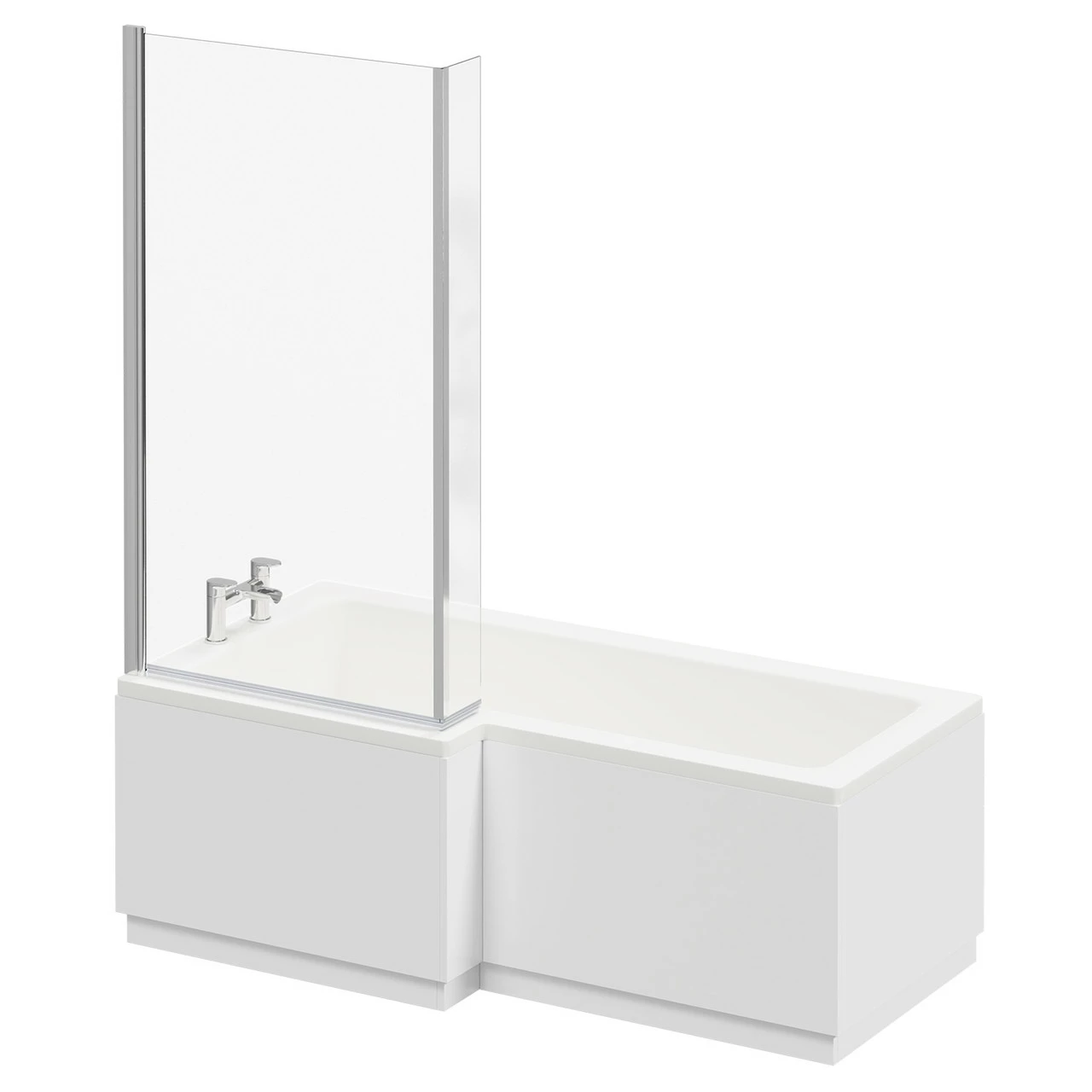 Loire 1700mm Left Hand L Shaped Shower Bath With Bath Screen And Gloss White Front And End Bath Panel - Image 2