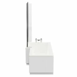 Loire 1700mm Left Hand L Shaped Shower Bath With Bath Screen And Gloss White Front And End Bath Panel -Wholesaledomestic Shop loire 1700mm left hand l shaped shower bath with bath screen and gloss white front and end bath panel side 72543.1691438792