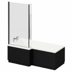 Loire 1700mm Left Hand L Shaped Shower Bath With Bath Screen And Nero Oak Front And End Bath Panel 9 Loire 1700mm Left Hand L Shaped Shower Bath With Bath Screen And Nero Oak Front And End Bath Panel -Wholesaledomestic Shop loire 1700mm left hand l shaped shower bath with bath screen and nero oak front and end bath panel right 14050.1691438793