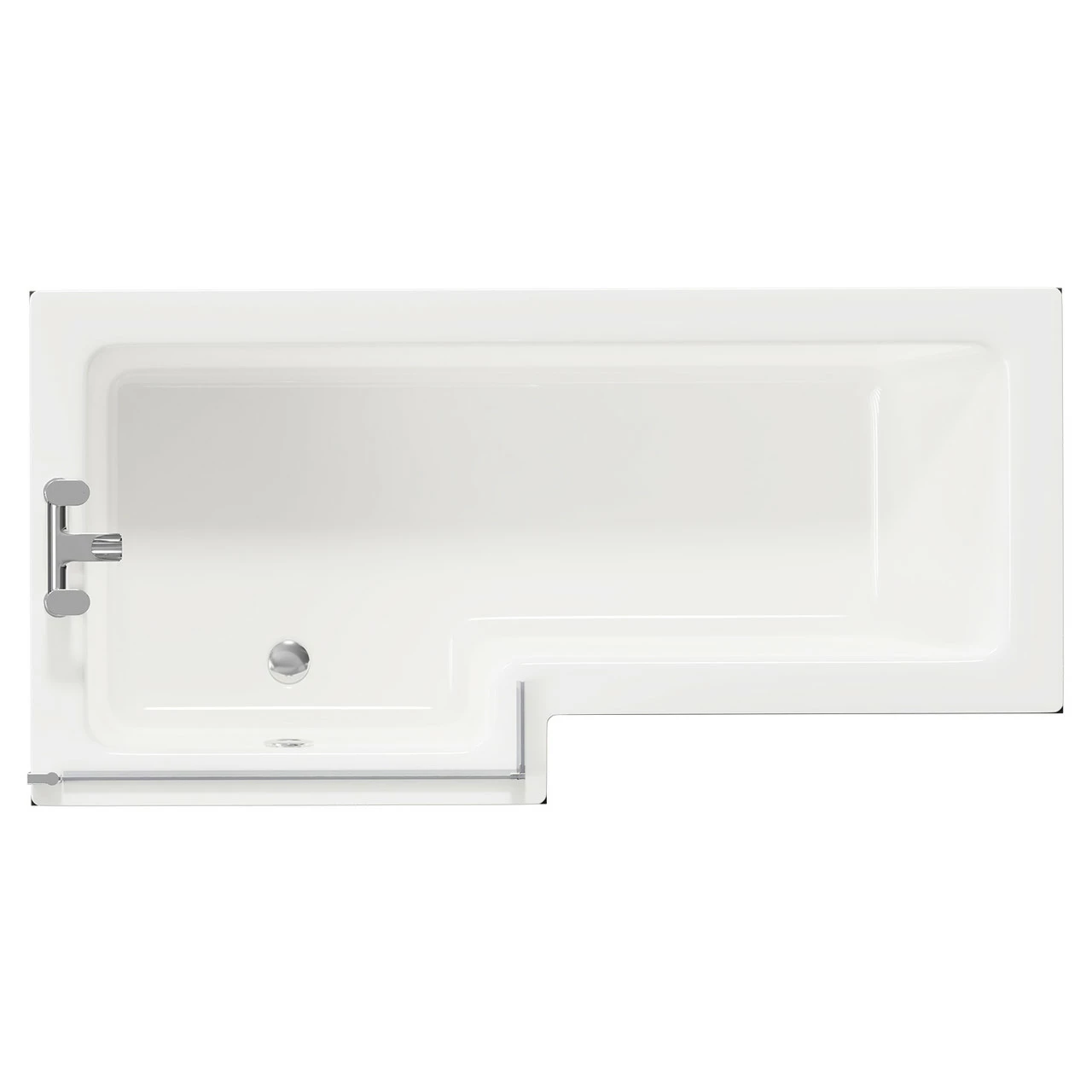 Loire 1700mm Left Hand L Shaped Shower Bath With Bath Screen And Nero Oak Front And End Bath Panel 3 Loire 1700mm Left Hand L Shaped Shower Bath With Bath Screen And Nero Oak Front And End Bath Panel