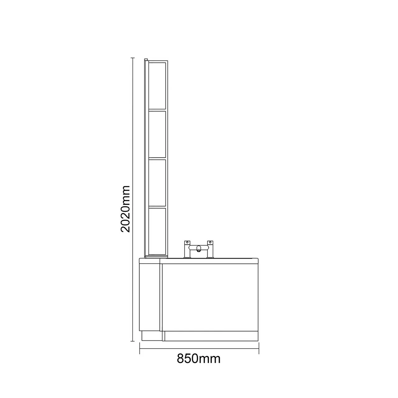 Loire 1700mm Left Hand L Shaped Shower Bath With Matt Black Bath Screen And Bordalino Oak Front And End Bath Panel 8 Loire 1700mm Left Hand L Shaped Shower Bath With Matt Black Bath Screen And Bordalino Oak Front And End Bath Panel - Image 6