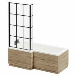 Loire 1700mm Left Hand L Shaped Shower Bath With Matt Black Bath Screen And Bordalino Oak Front And End Bath Panel 9 Loire 1700mm Left Hand L Shaped Shower Bath With Matt Black Bath Screen And Bordalino Oak Front And End Bath Panel -Wholesaledomestic Shop loire 1700mm left hand l shaped shower bath with matt black bath screen and bordalino oak front and end bath panel right 99314.1691438791