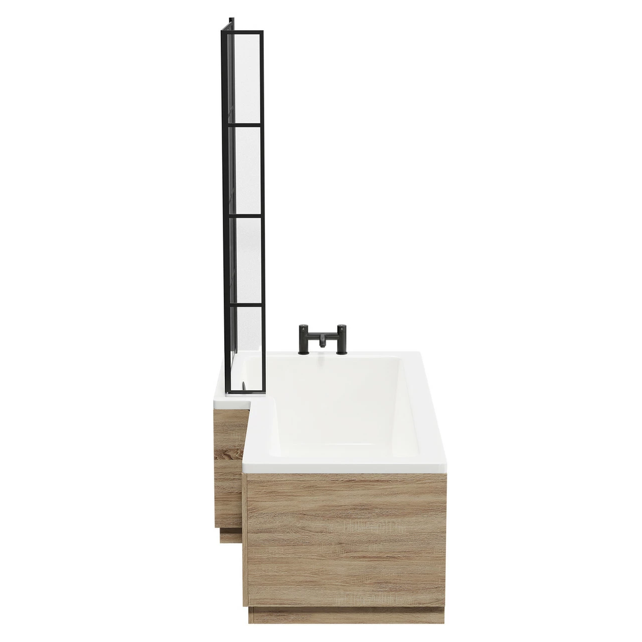 Loire 1700mm Left Hand L Shaped Shower Bath With Matt Black Bath Screen And Bordalino Oak Front And End Bath Panel 7 Loire 1700mm Left Hand L Shaped Shower Bath With Matt Black Bath Screen And Bordalino Oak Front And End Bath Panel - Image 5