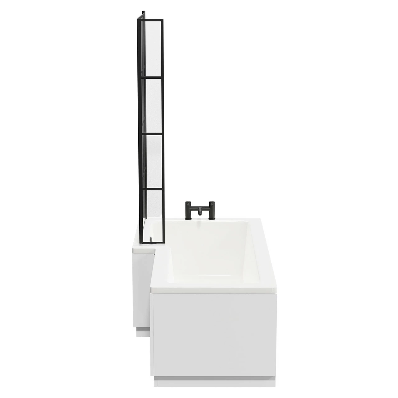 Loire 1700mm Left Hand L Shaped Shower Bath With Matt Black Bath Screen And Gloss White Front And End Bath Panel 7 Loire 1700mm Left Hand L Shaped Shower Bath With Matt Black Bath Screen And Gloss White Front And End Bath Panel - Image 5