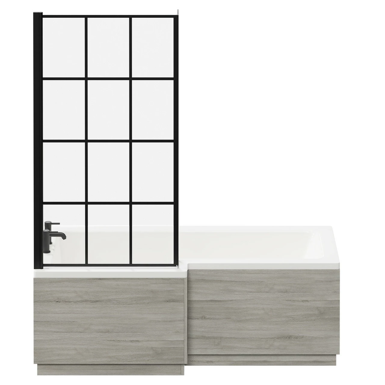 Loire 1700mm Left Hand L Shaped Shower Bath With Matt Black Bath Screen And Molina Ash Front And End Bath Panel 6 Loire 1700mm Left Hand L Shaped Shower Bath With Matt Black Bath Screen And Molina Ash Front And End Bath Panel - Image 4
