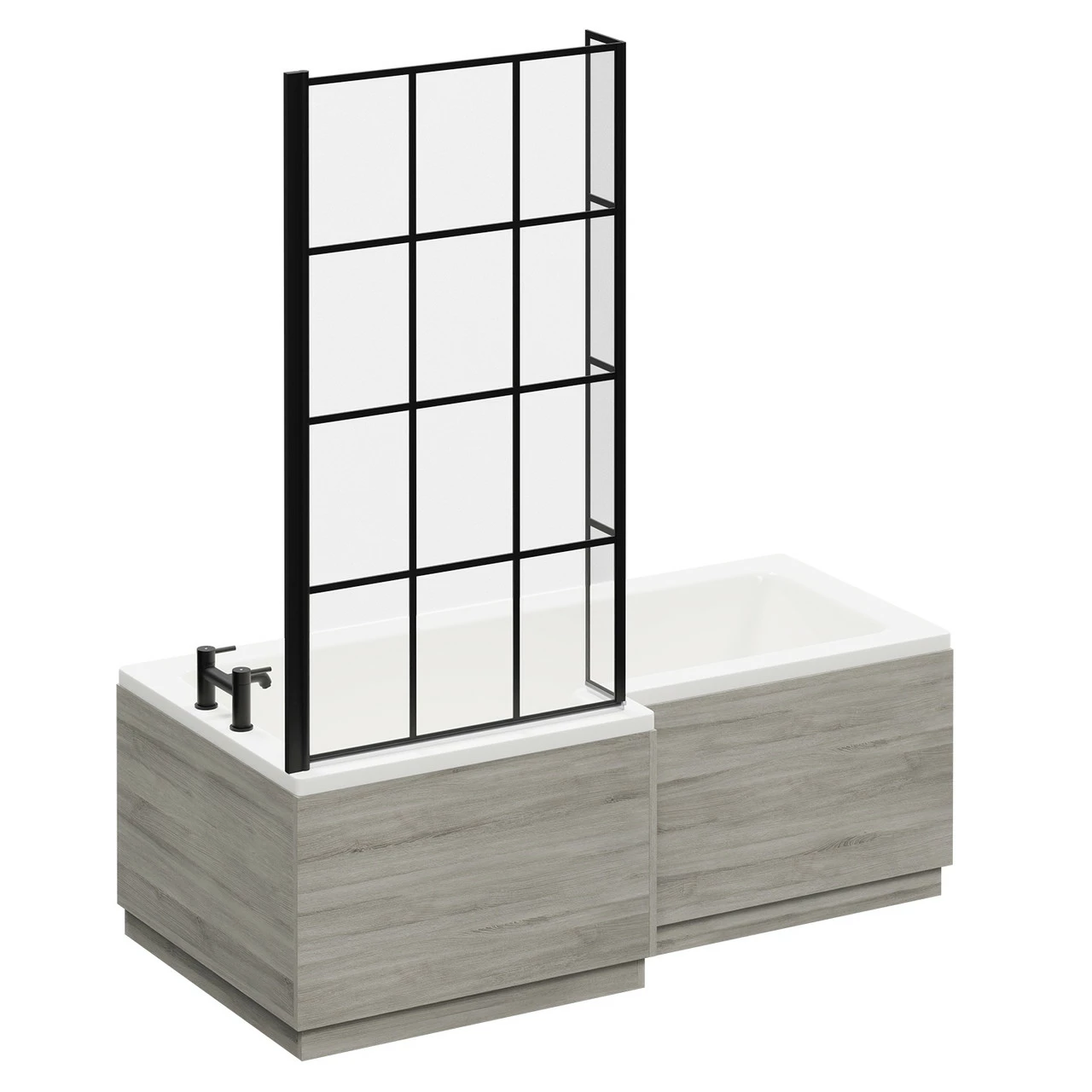 Loire 1700mm Left Hand L Shaped Shower Bath With Matt Black Bath Screen And Molina Ash Front And End Bath Panel 5 Loire 1700mm Left Hand L Shaped Shower Bath With Matt Black Bath Screen And Molina Ash Front And End Bath Panel - Image 3