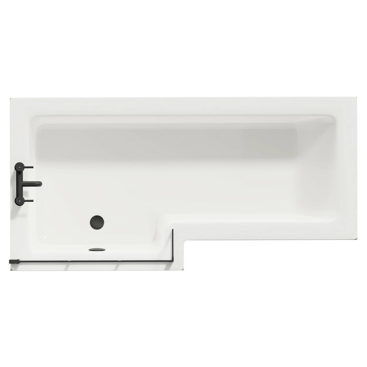 Loire 1700mm Left Hand L Shaped Shower Bath With Matt Black Bath Screen And Molina Ash Front And End Bath Panel 3 Loire 1700mm Left Hand L Shaped Shower Bath With Matt Black Bath Screen And Molina Ash Front And End Bath Panel