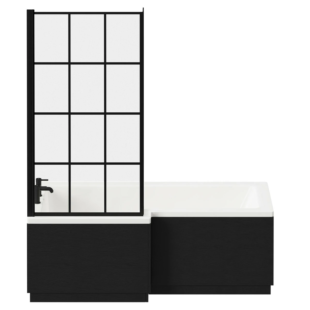 Loire 1700mm Left Hand L Shaped Shower Bath With Matt Black Bath Screen And Nero Oak Front And End Bath Panel 6 Loire 1700mm Left Hand L Shaped Shower Bath With Matt Black Bath Screen And Nero Oak Front And End Bath Panel - Image 4