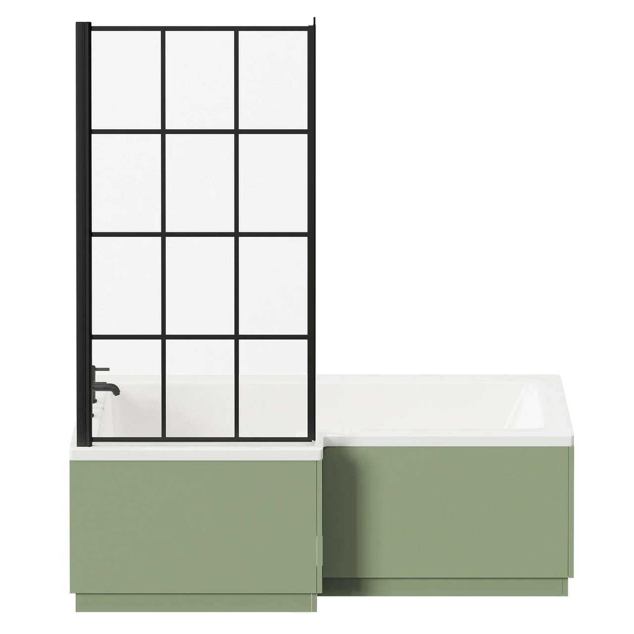 Loire 1700mm Left Hand L Shaped Shower Bath With Matt Black Bath Screen And Olive Green Front And End Bath Panels 6 Loire 1700mm Left Hand L Shaped Shower Bath With Matt Black Bath Screen And Olive Green Front And End Bath Panels - Image 4